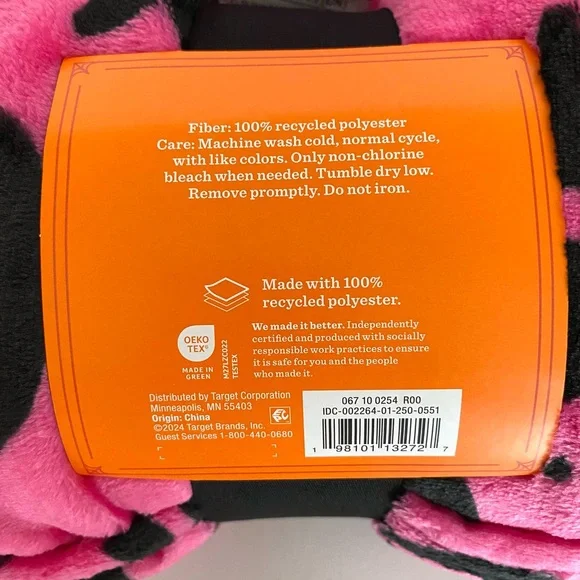 Pumpkin Pillow and Throw Blanket Pink Black